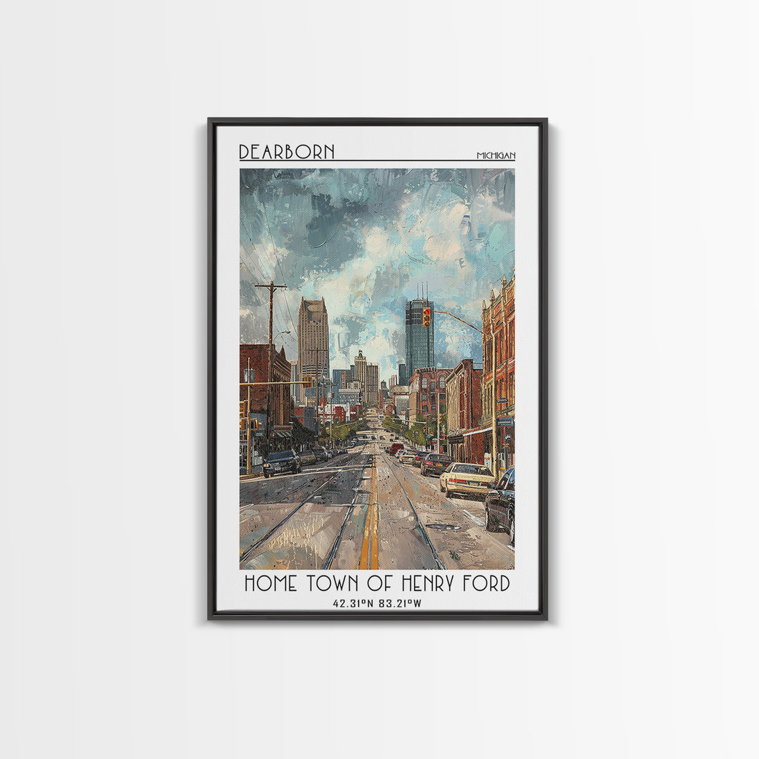Dearborn Travel Poster, Canvas Print, Vintage Travel Print, City Wall Art, Vintage Posters, Travel Posters, Wall Art, Vintage Poster
