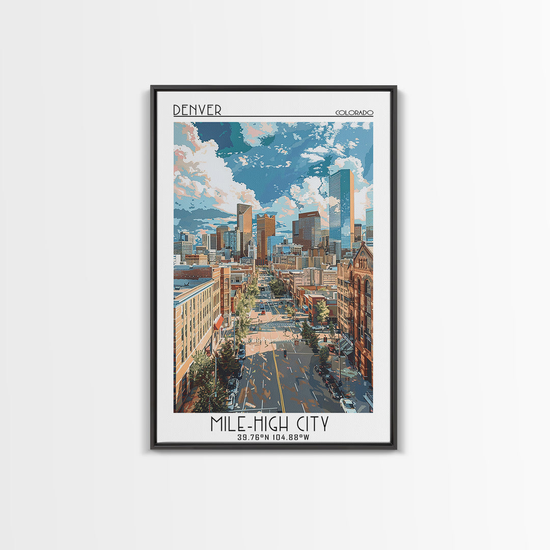 Denver Travel Poster, Framed Canvas Print, City Travel Poster, Travel Wall Decor, Minimalist Poster, Modern Wall Decor, Travel Decor
