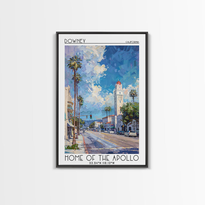 Downey Travel Poster, Framed Canvas Print, City Travel Poster, Travel Wall Art, Vintage Posters, Landscape Art, Vintage Travel Print