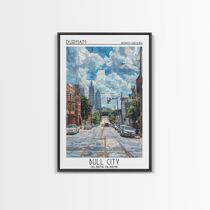 Durham Travel Poster, Framed Canvas Print, Retro Travel Poster, City Wall Art, Retro Travel Print, Home Office Decor, Fine Art Print