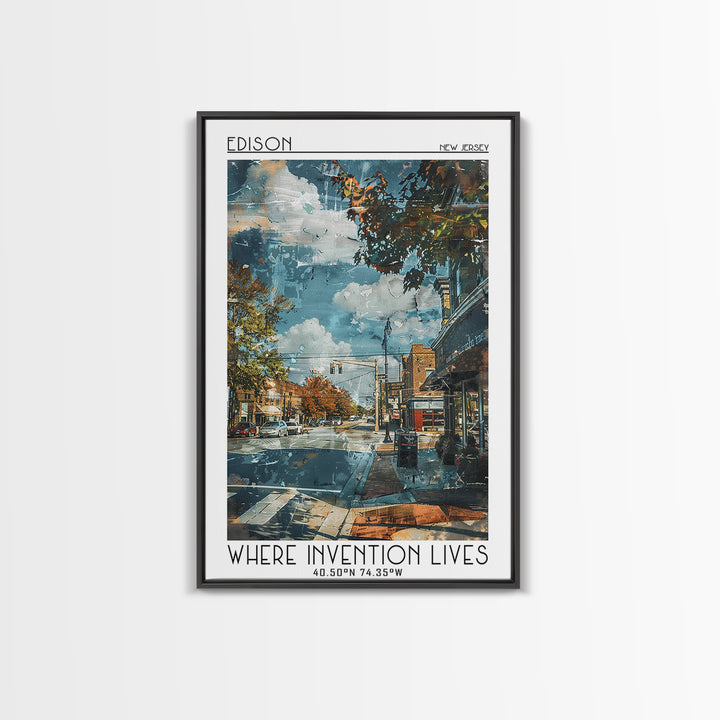 Edison Travel Poster, Framed Canvas Print, Retro Wall Art, Travel Print, City Wall Art, Modern Wall Decor, City Art Print, Art Print