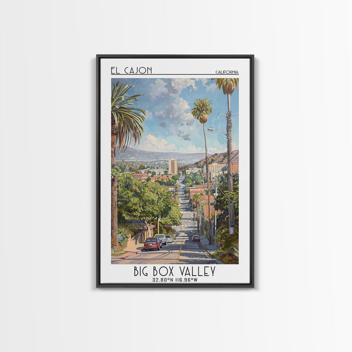 El Cajon Travel Poster, Framed Canvas Print, Travel Art Print, Modern Wall Decor, Travel Decor, Home Office Decor, Travel Wall Decor