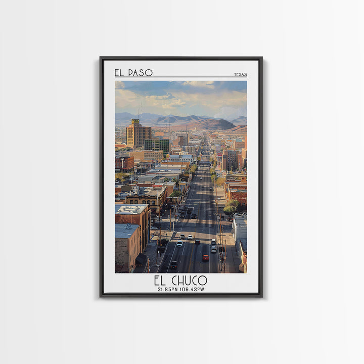 El Paso Travel Poster, Framed Canvas Print, City Travel Poster, Vintage City Poster, Travel Wall Art, Wanderlust Gift, Landscape Art