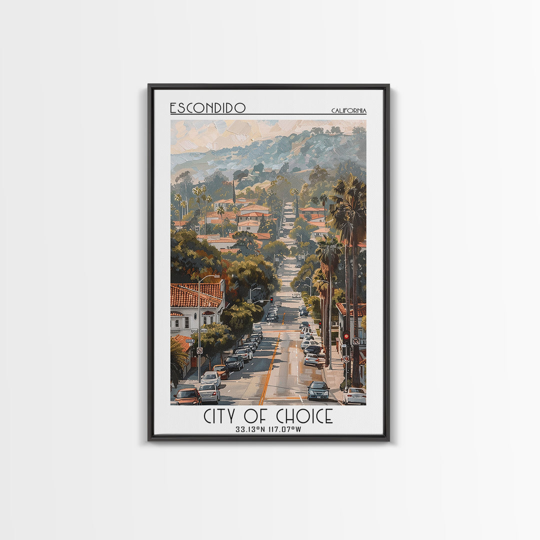 Escondido Travel Poster, Canvas Print, Retro Travel Poster, City Wall Art, Travel Art Print, Home Office Decor, Living Room Wall Art
