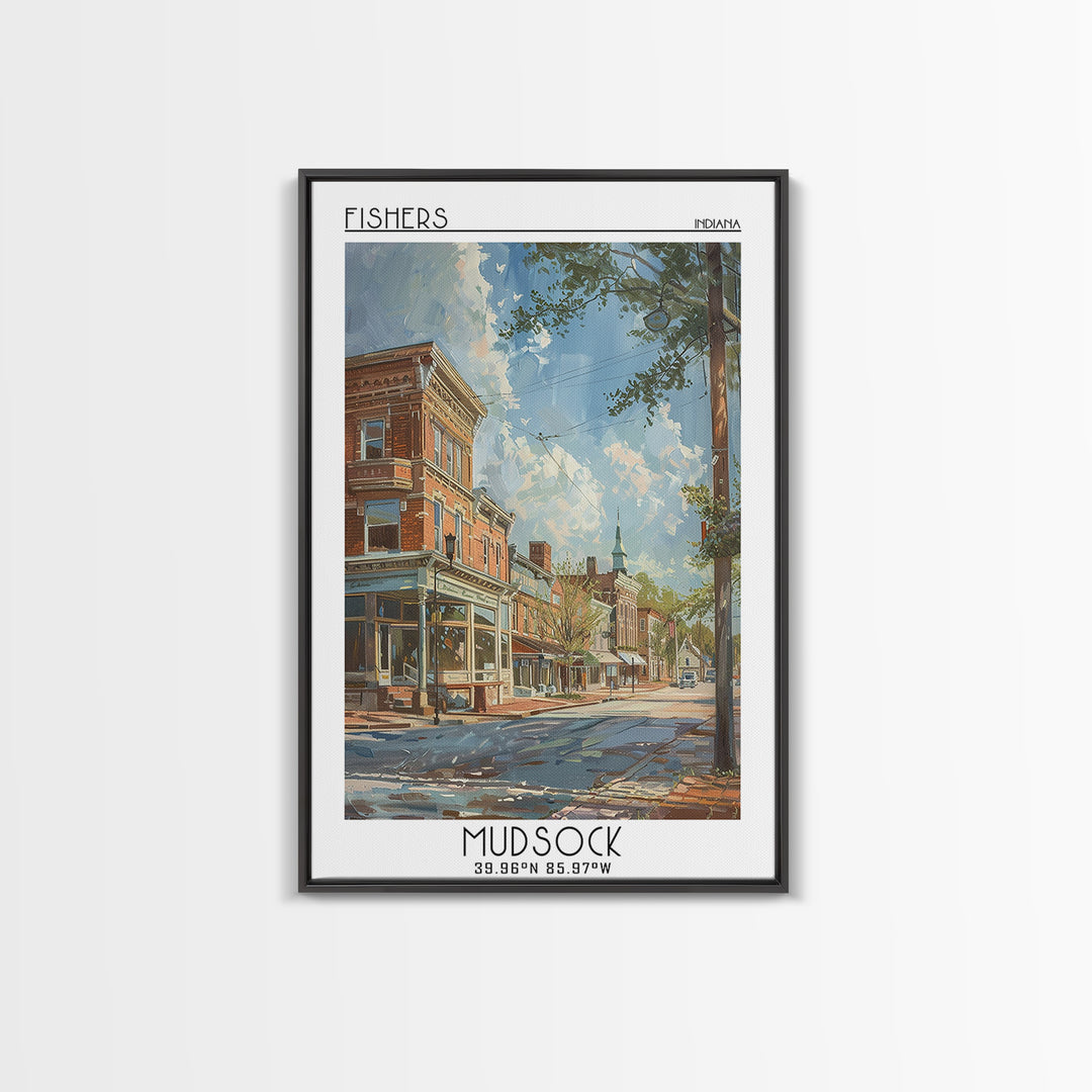 Fishers Travel Poster, Framed Canvas Print, Retro Travel Poster, City Wall Art, Landscape Art, Vintage City Poster, Travel Art Print