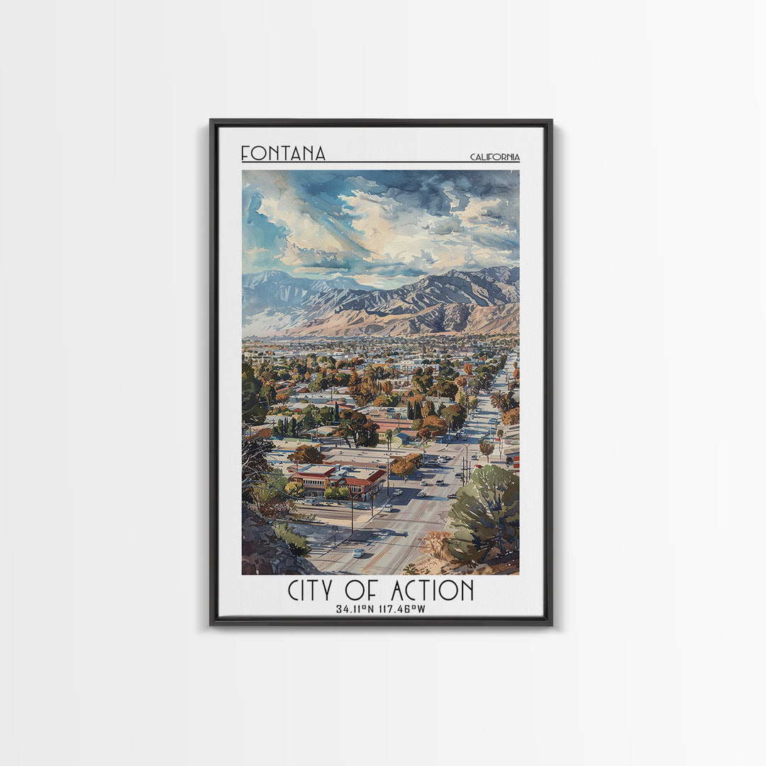 Fontana Travel Poster, Framed Canvas Print, City Art Print, Travel Wall Art, Art Print, Travel Art Print, Travel Decor, Poster Print
