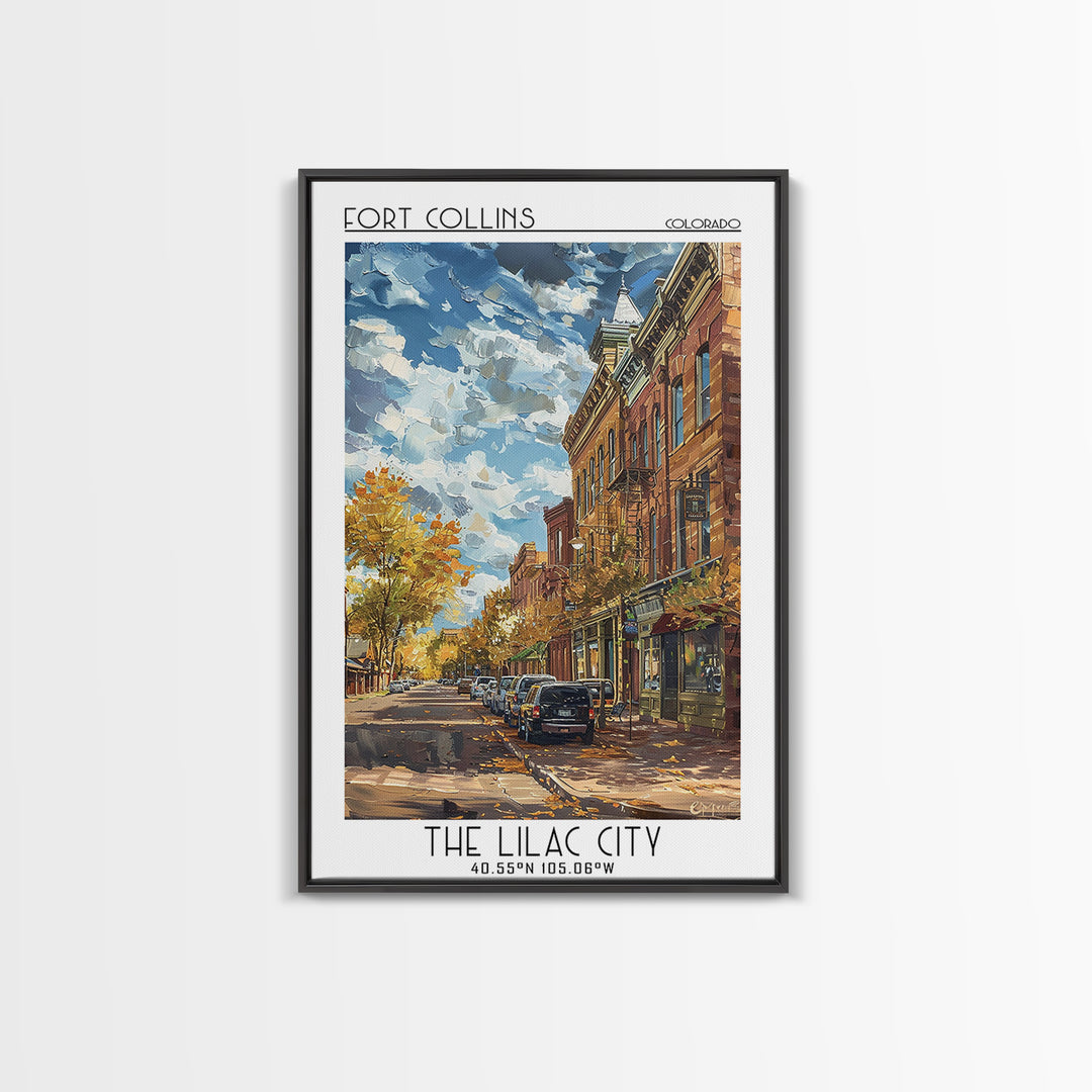 Fort Collins Travel Poster, Framed Canvas Print, City Travel Poster, Travel Wall Decor, Poster Art, Modern Wall Decor, Travel Prints