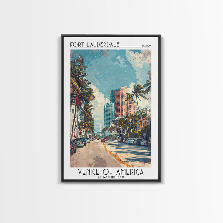 Fort Lauderdale Travel Poster, Framed Canvas Print, City Art Print, Travel Wall Art, Poster Art, Travel Art Print, Modern Wall Decor