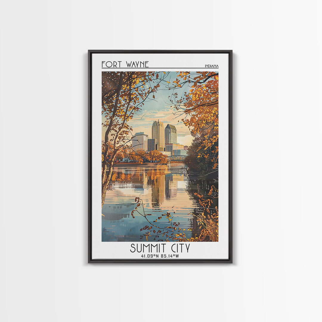 Fort Wayne Travel Poster, Canvas Print, Travel Wall Art, City Wall Art, Travel Posters, Home Office Decor, Wall Art, Wanderlust Gift