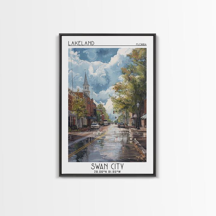 Lakeland Travel Poster, Canvas Print, City Art Print, Travel Wall Art, Retro Travel Poster, Travel Posters, Art Print, Landscape Art