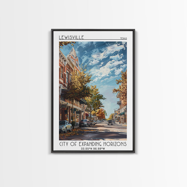 Lewisville Travel Poster, Framed Canvas Print, Travel Art Print, Modern Wall Decor, Minimalist Poster, Travel Wall Art, Poster Print