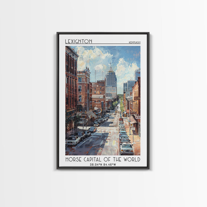 Lexington Travel Poster, Framed Canvas Print, Travel Art Print, Modern Wall Decor, Retro Travel Print, Home Decor, Travel Wall Decor