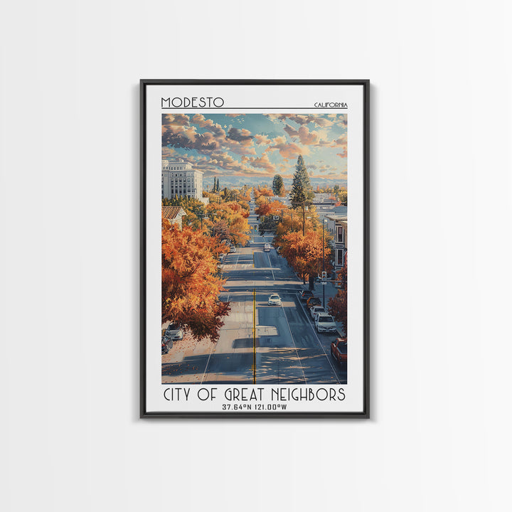 Modesto Travel Poster, Canvas Print, City Art Print, Travel Wall Art, Poster Art, Watercolor Cityscape, City Travel Poster, Wall Art