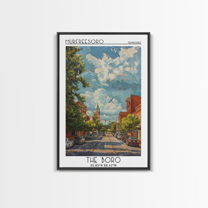 Murfreesboro Travel Poster, Framed Canvas Print, Vintage Travel Print, City Wall Art, Travel Posters, Vintage Poster, Vintage Travel