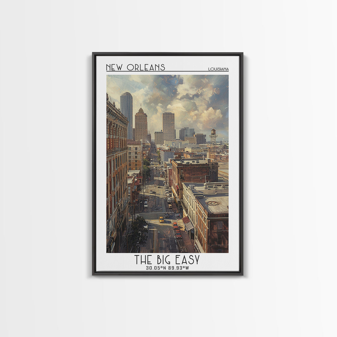 New Orleans Travel Poster, Framed Canvas Print, Travel Art Print, Modern Wall Decor, Poster Art, Travel Prints, Living Room Wall Art