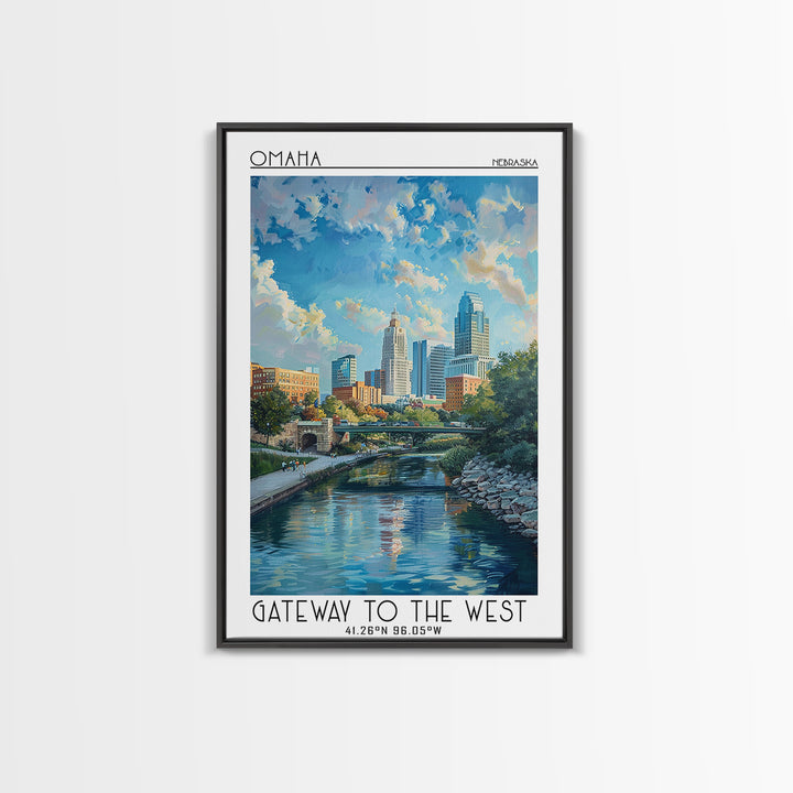 Omaha Travel Poster, Canvas Print, Travel Prints, Landscape Art, City Art Print, Living Room Wall Art, Home Decor, City Illustration