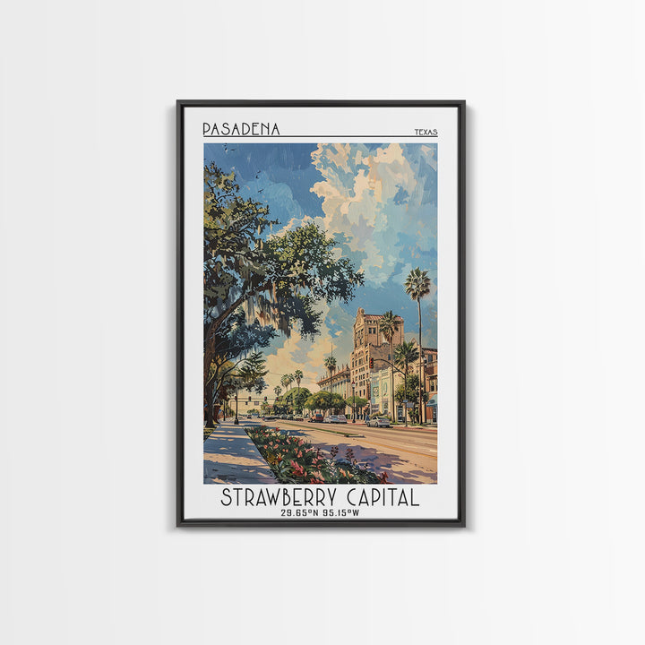 Pasadena Texas Travel Poster, Framed Canvas Print, Travel Prints, Landscape Art, Vintage City Poster, City Art Print, Fine Art Print