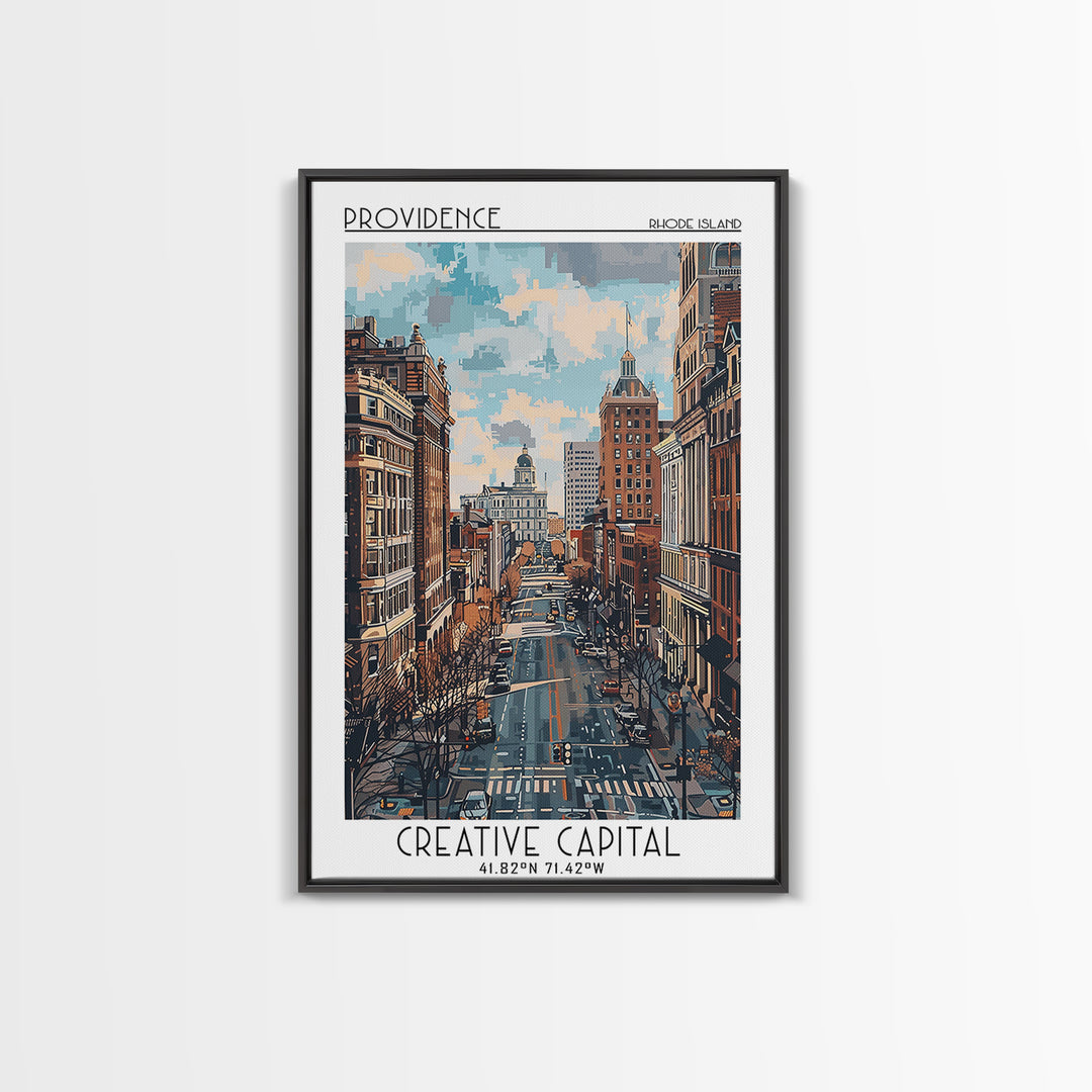 Providence Travel Poster, Canvas Print, Travel Prints, Landscape Art, Fine Art Print, Wall Art, City Illustration, Colorful Wall Art