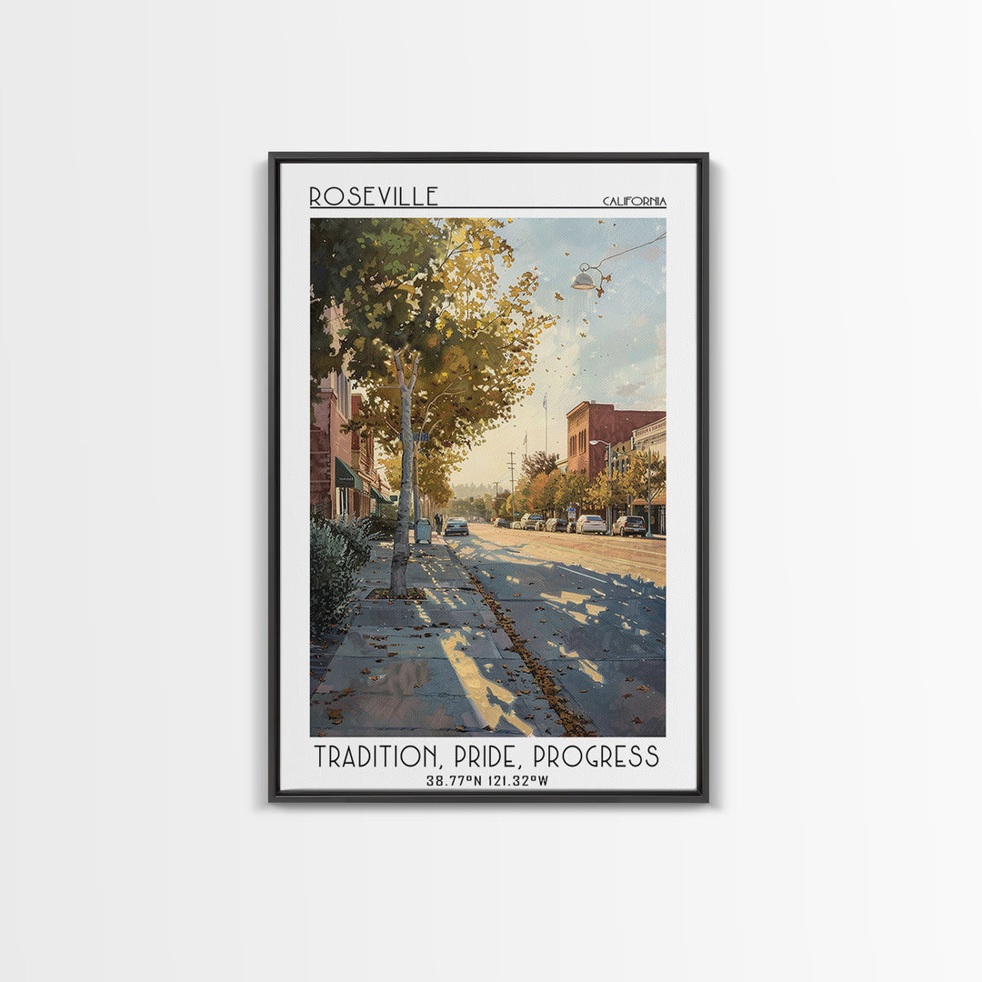 Roseville Travel Poster, Canvas Print, Travel Wall Decor, Minimalist Poster, Fine Art Print, Retro Travel Poster, City Travel Poster