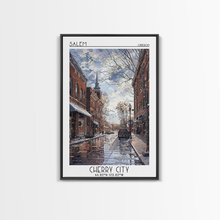 Salem Travel Poster, Canvas Print, Retro Wall Art, Travel Print, Retro Travel Poster, Wall Art, City Illustration, Minimalist Poster