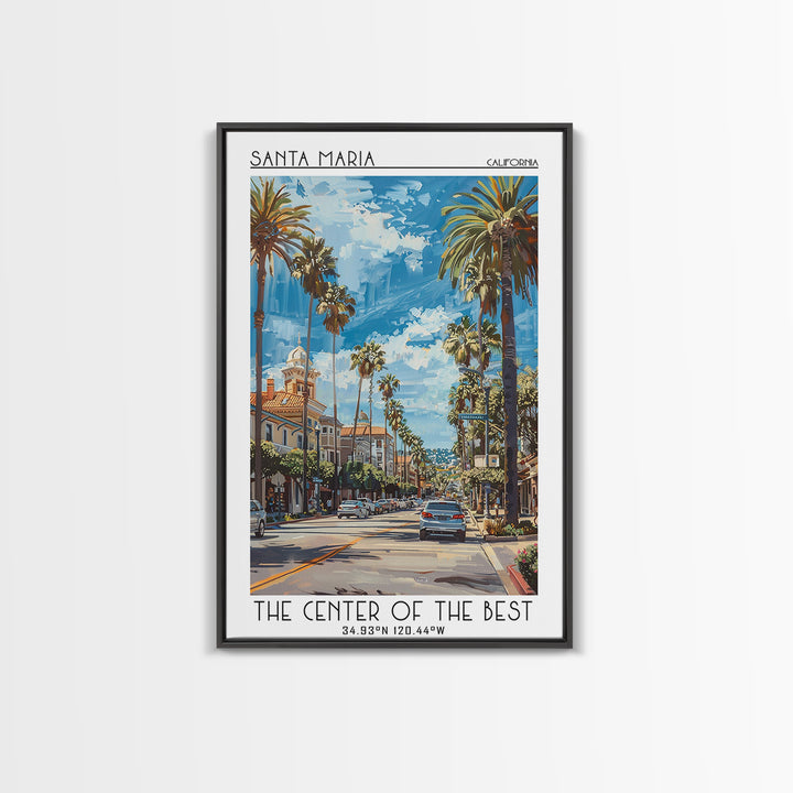 Santa Maria Travel Poster, Framed Canvas Print, City Travel Poster, Travel Wall Decor, Minimalist Poster, Poster Print, Travel Print