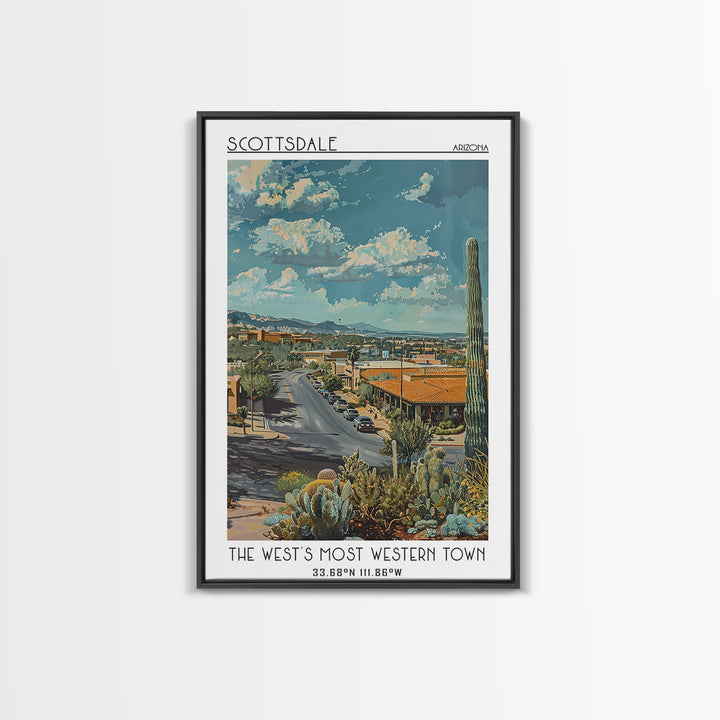 Scottsdale Travel Poster, Framed Canvas Print, City Art Print, Travel Wall Art, Vintage Poster, Gallery Wall Set, Vintage Travel Art