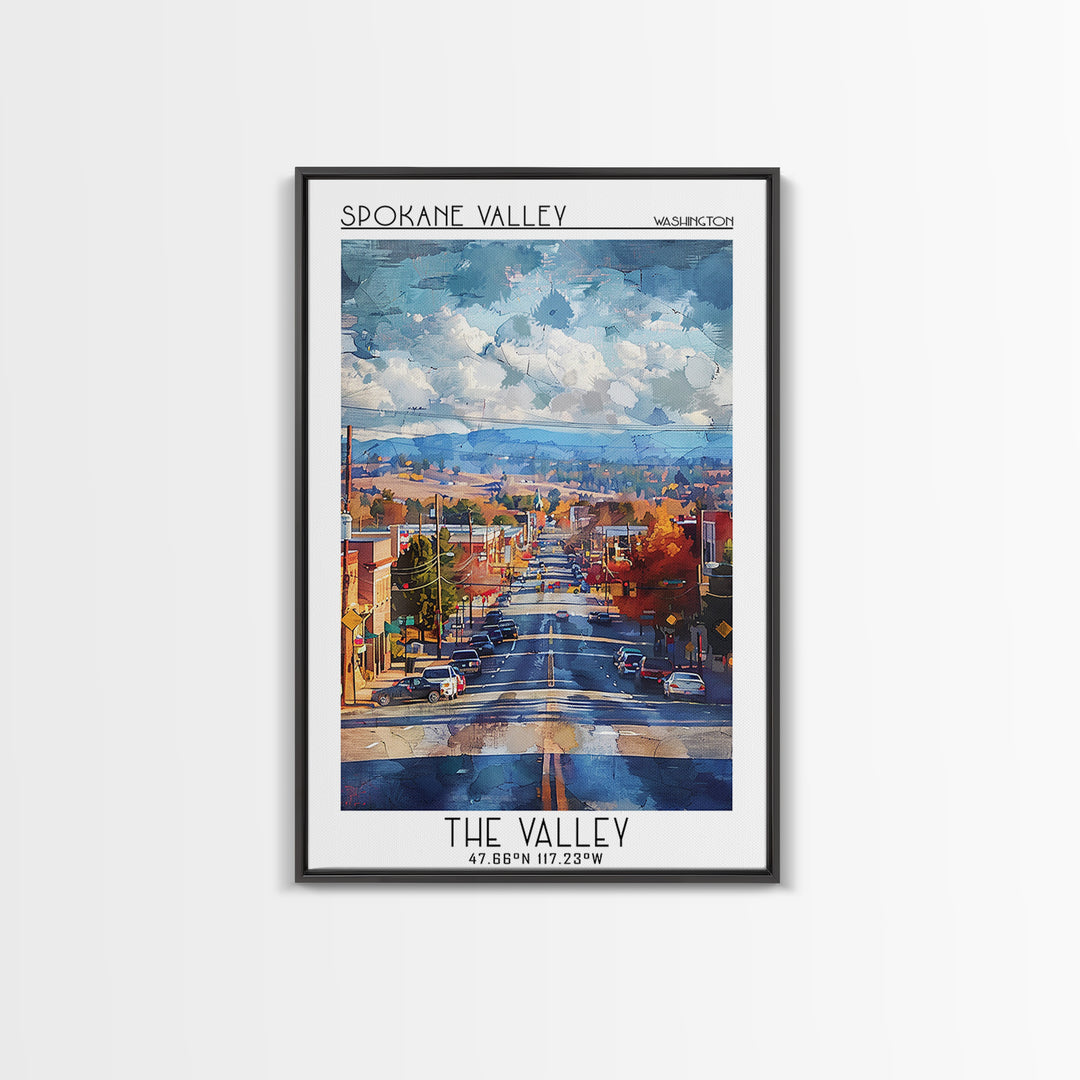 Spokane Valley Travel Poster, Canvas Print, Travel Wall Decor, Minimalist Poster, Living Room Wall Art, City Art Print, Travel Print