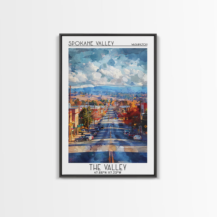 Spokane Valley Travel Poster, Canvas Print, Travel Wall Decor, Minimalist Poster, Living Room Wall Art, City Art Print, Travel Print