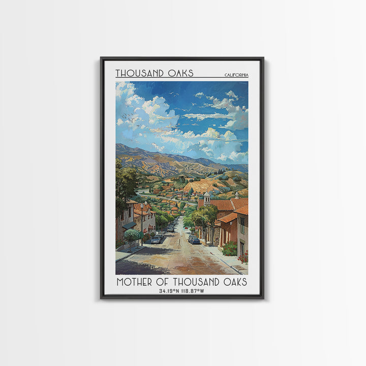 Thousand Oaks Travel Poster, Framed Canvas Print, Retro Travel Poster, City Wall Art, Retro Travel Print, Poster Print, Travel Print