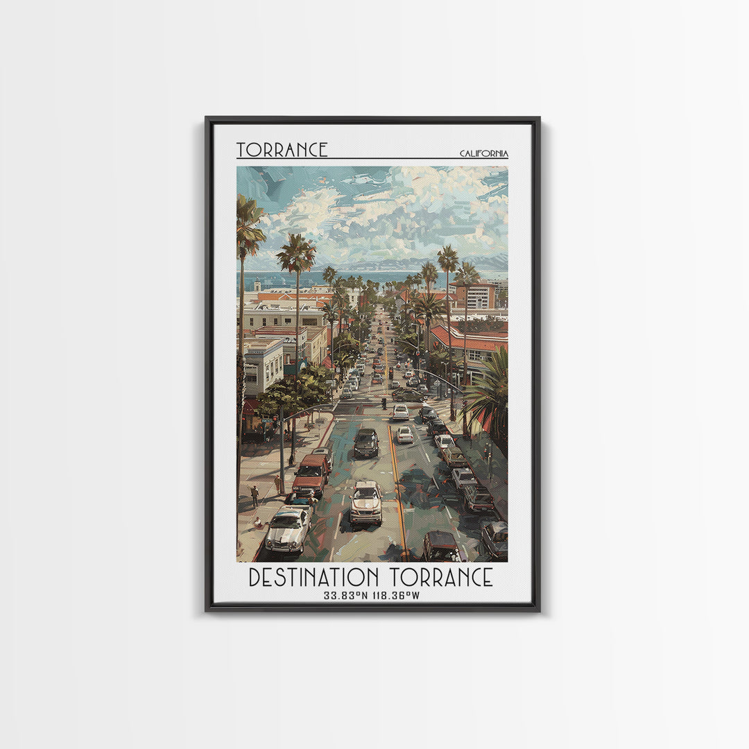 Torrance California Travel Poster, Canvas Print, Vintage Travel Print, City Wall Art, Mid Century Wall Art, Landscape Art, Art Print