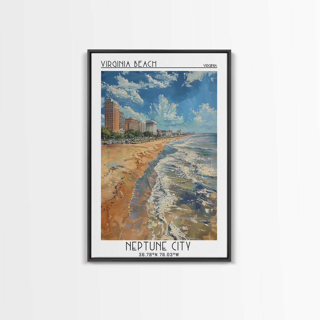 Virginia Beach Travel Poster, Canvas Print, City Travel Poster, Travel Wall Art, Vintage City Poster, Vintage Travel, City Art Print