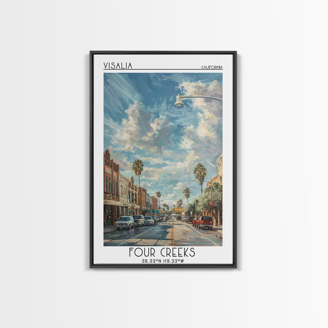 Visalia Travel Poster, Framed Canvas Print, City Travel Poster, Vintage City Poster, Wanderlust Gift, Travel Posters, Vintage Travel