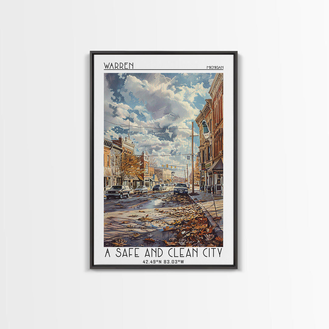 Warren Travel Poster, Canvas Print, City Travel Poster, Vintage City Poster, Minimalist Poster, City Art Print, Living Room Wall Art