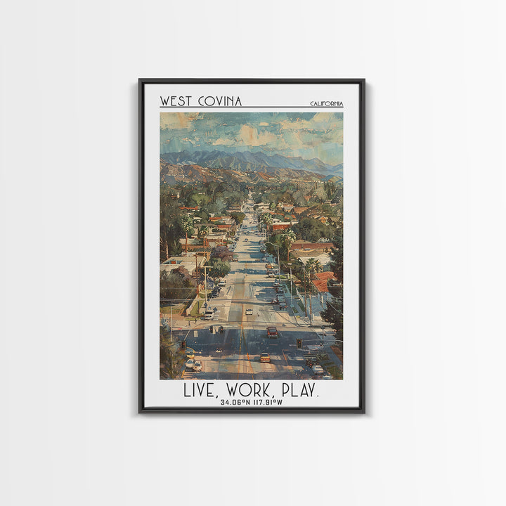 West Covina Travel Poster, Canvas Print, City Travel Poster, Travel Wall Decor, Retro Travel Print, Fine Art Print, Travel Art Print