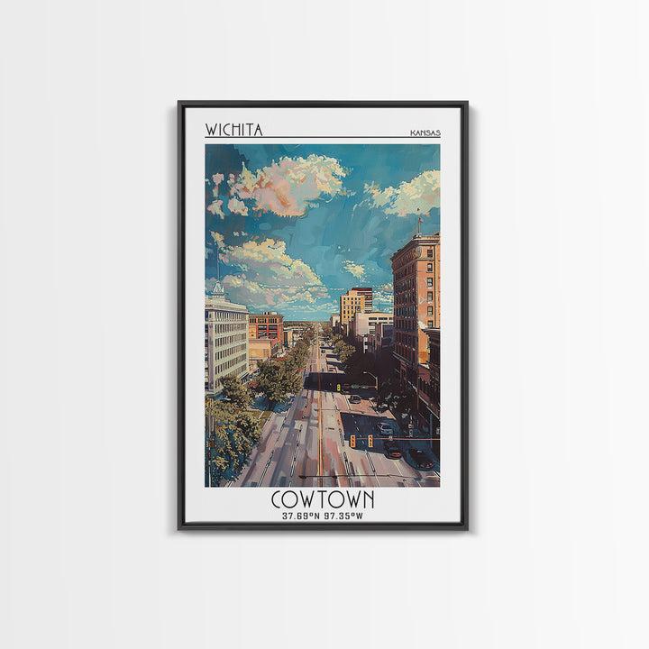 Wichita Travel Poster, Framed Canvas Print, City Art Print, Travel Wall Art, Gallery Wall Set, Modern Wall Decor, City Travel Poster