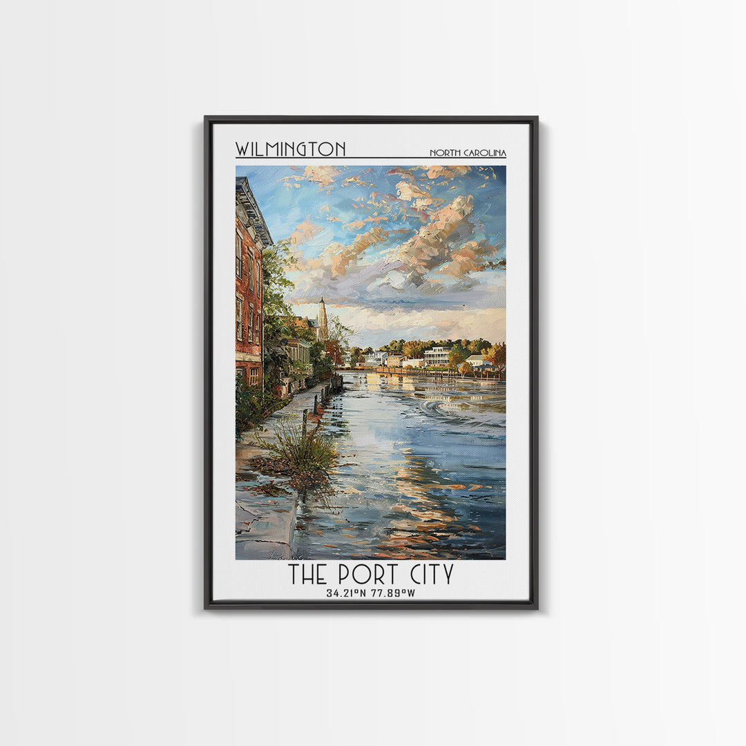 Wilmington Travel Poster, Framed Canvas Print, Travel Wall Art, City Wall Art, Minimalist Poster, Vintage Posters, City Illustration