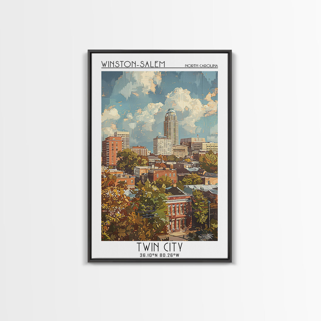 Winston-Salem Travel Poster, Canvas Print, City Travel Poster, Travel Wall Decor, Colorful Wall Art, City Art Print, Travel Wall Art