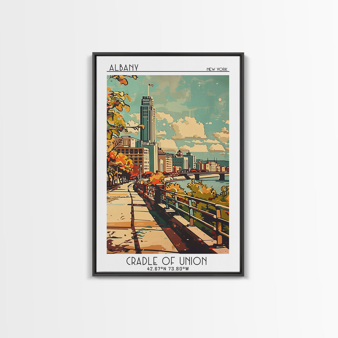 Albany New York Travel Poster, Canvas Print, Travel Wall Art, City Wall Art, Wanderlust Gift, Retro Travel Poster, Home Office Decor