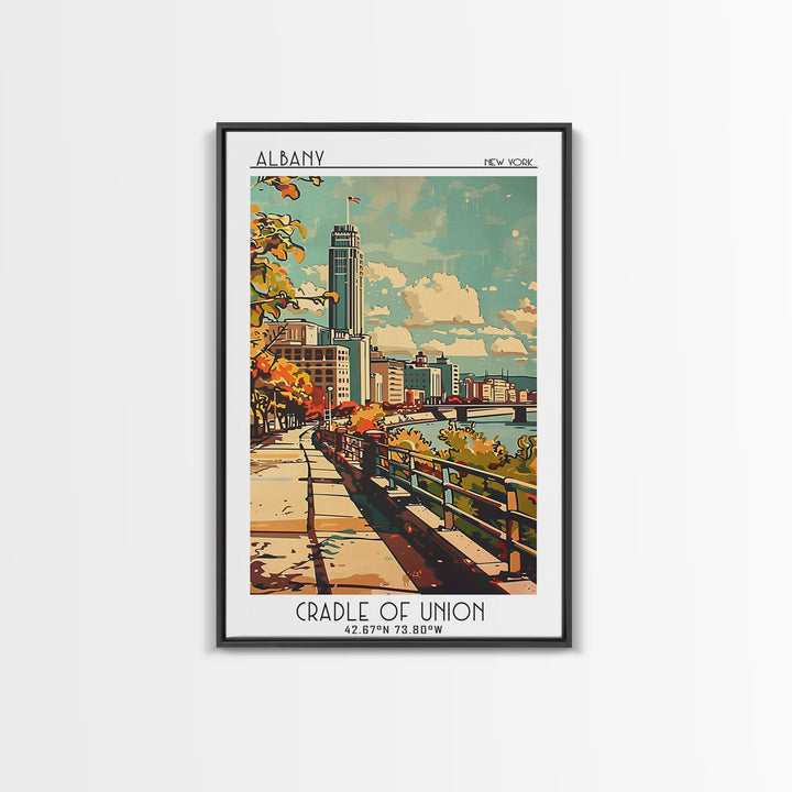 Albany New York Travel Poster, Canvas Print, Travel Wall Art, City Wall Art, Wanderlust Gift, Retro Travel Poster, Home Office Decor