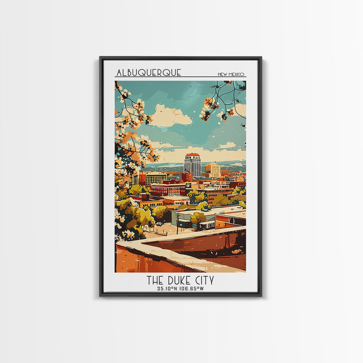 Albuquerque Travel Poster, Canvas Print, Retro Wall Art, Travel Print, Wall Art, Retro Travel Print, City Illustration, Travel Decor