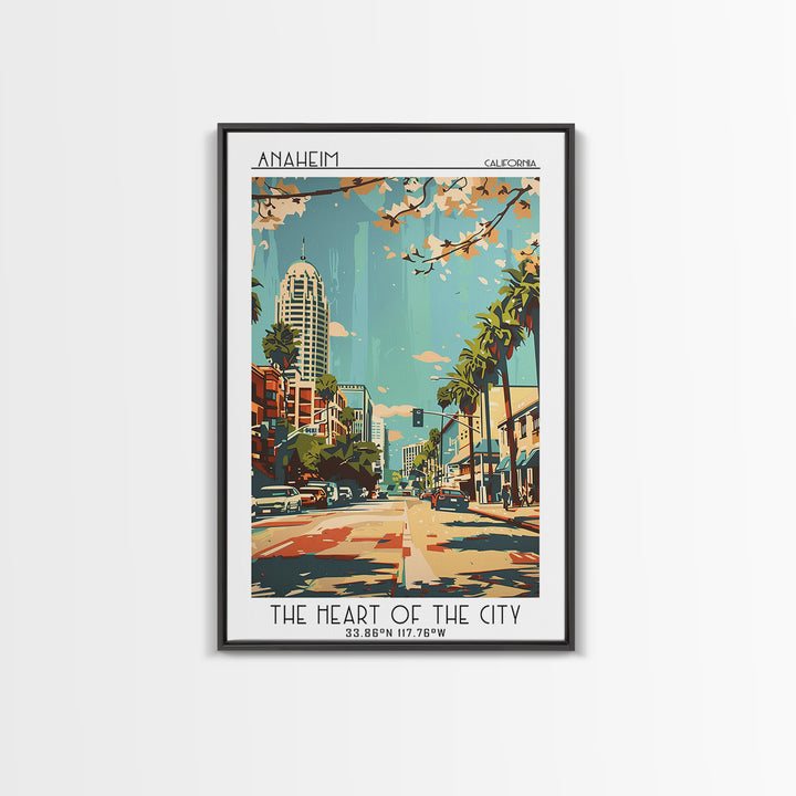 Anaheim Travel Poster, Framed Canvas Print, City Travel Poster, Travel Wall Decor, Travel Prints, Modern Wall Decor, Wanderlust Gift