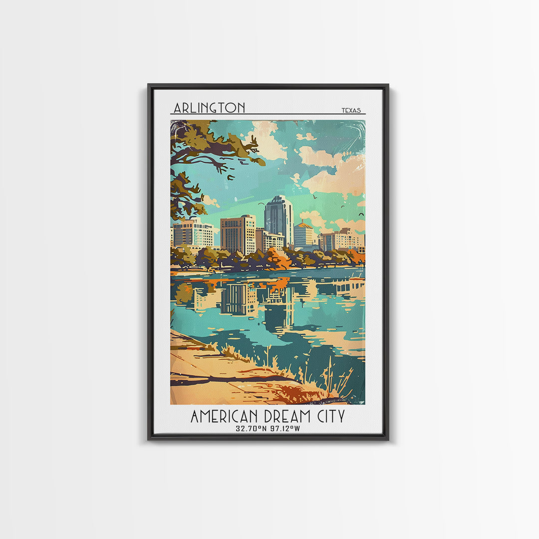 Arlington Travel Poster, Framed Canvas Print, City Travel Poster, Travel Wall Art, City Art Print, City Illustration, Vintage Poster