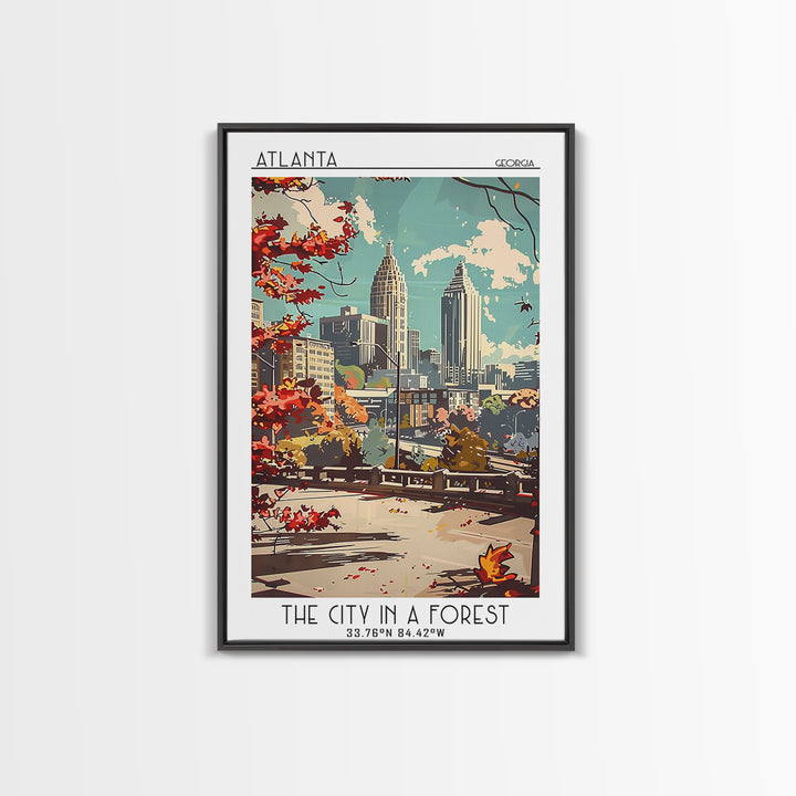 Atlanta Travel Poster, Framed Canvas Print, Travel Wall Art, City Wall Art, Retro Wall Art, City Art Print, Home Decor, Poster Print