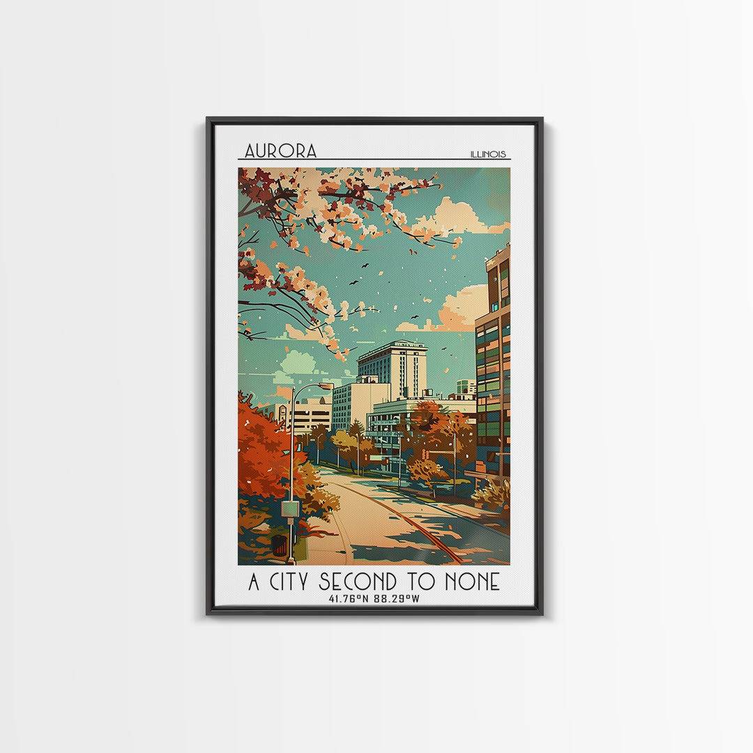 Aurora Illinois Travel Poster, Canvas Print, Vintage Travel Print, City Wall Art, City Travel Poster, Vintage Posters, Landscape Art