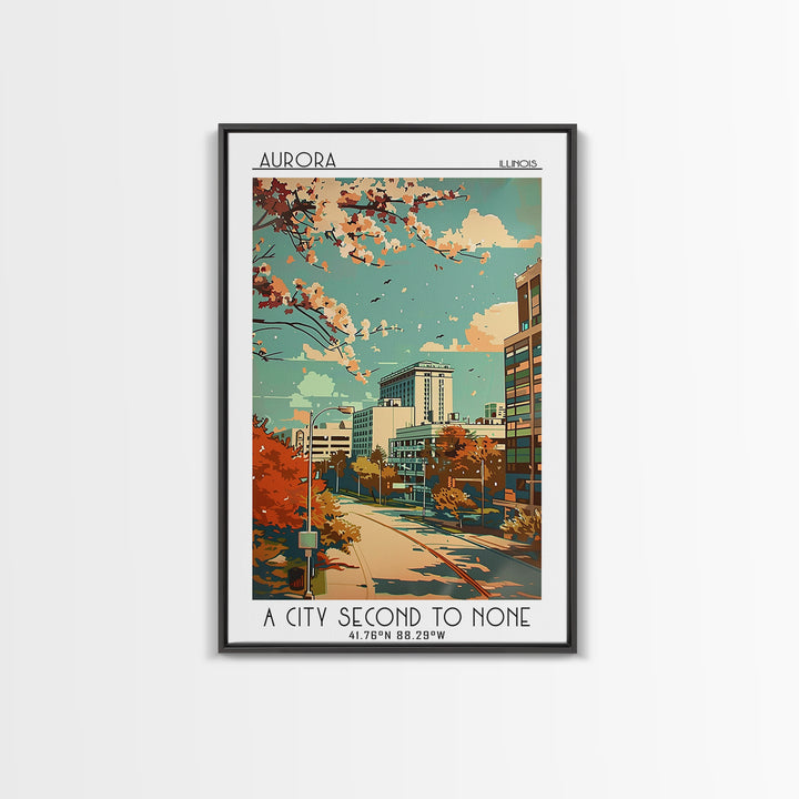 Aurora Illinois Travel Poster, Canvas Print, Vintage Travel Print, City Wall Art, City Travel Poster, Vintage Posters, Landscape Art