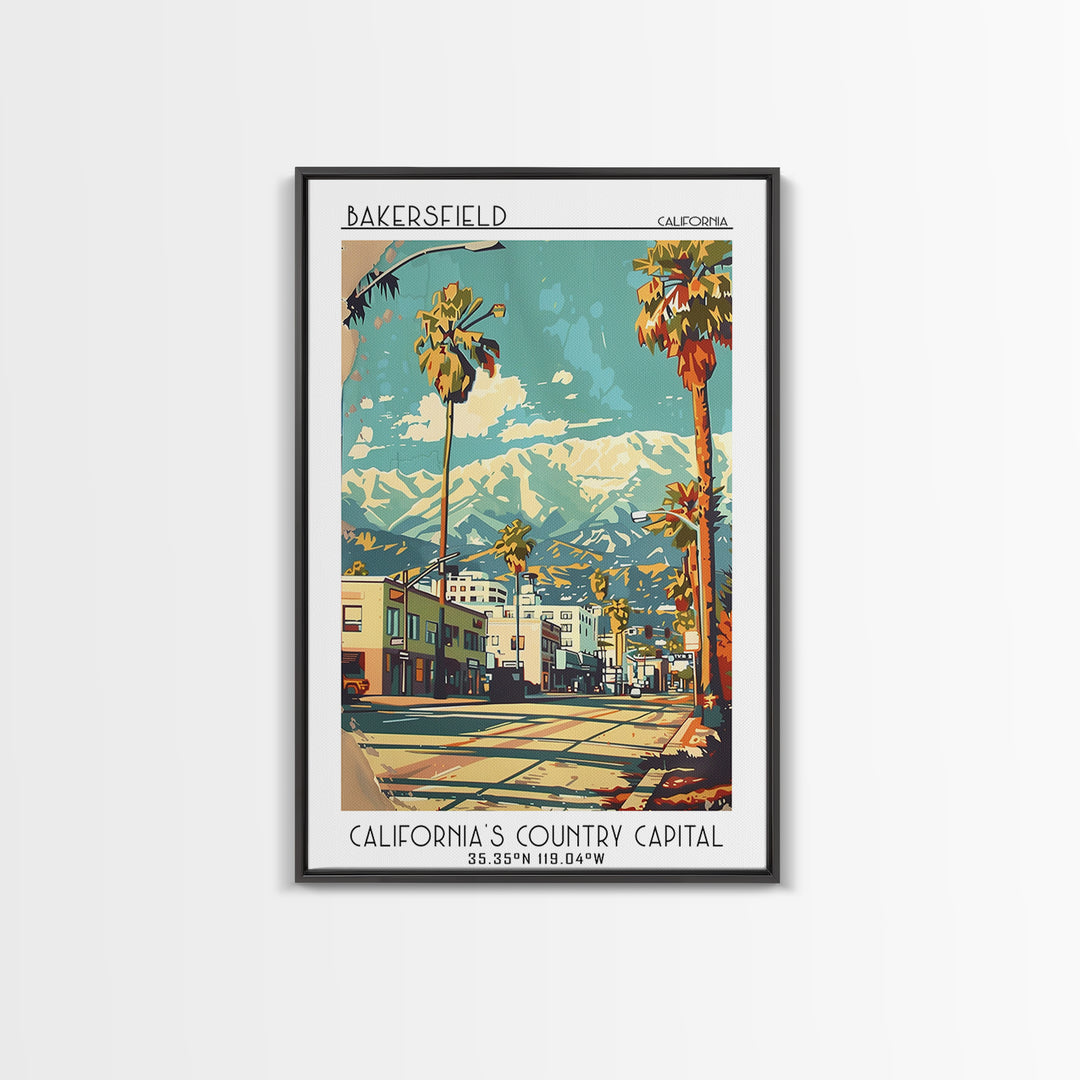 Bakersfield California Travel Poster, Canvas Print, City Art Print, Travel Wall Art, Retro Wall Art, Minimalist Poster, Travel Decor
