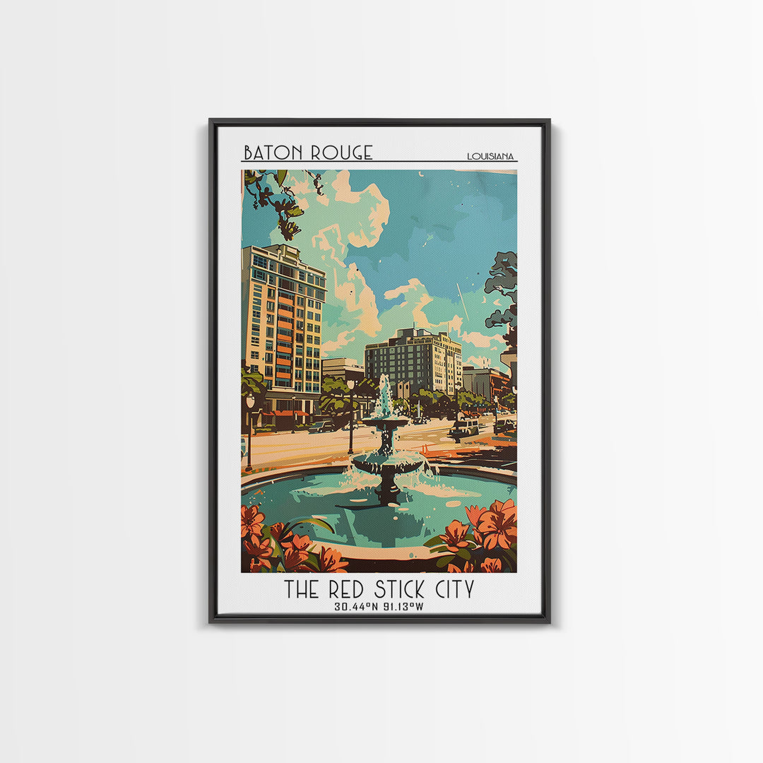 Baton Rouge Travel Poster, Framed Canvas Print, City Art Print, Travel Wall Art, Minimalist Poster, Travel Art Print, Fine Art Print