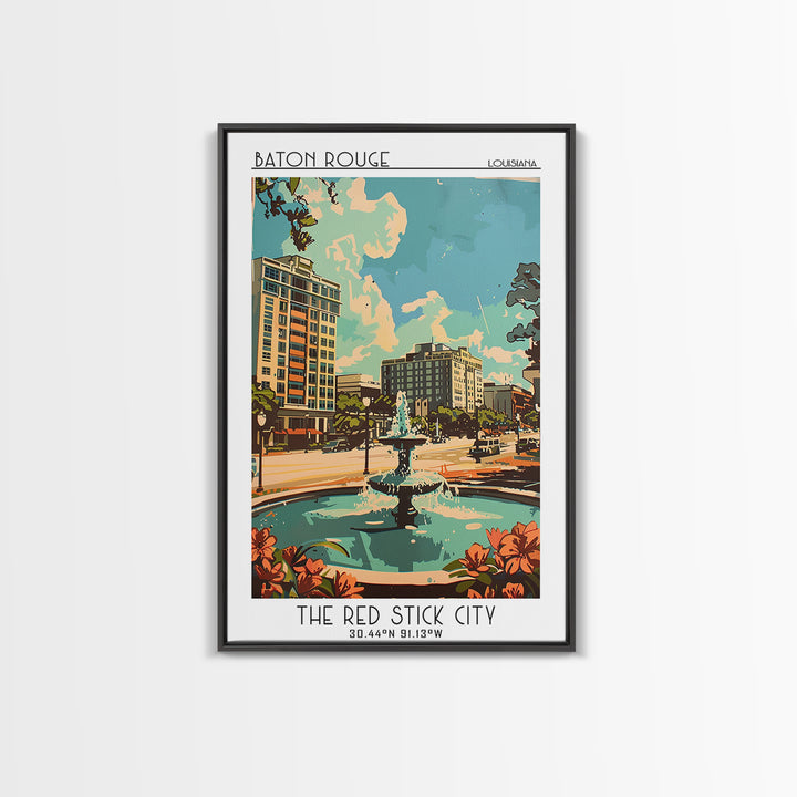 Baton Rouge Travel Poster, Framed Canvas Print, City Art Print, Travel Wall Art, Minimalist Poster, Travel Art Print, Fine Art Print