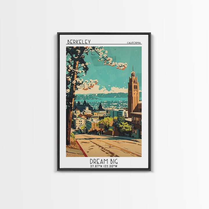 Berkeley Travel Poster, Canvas Print, Retro Travel Poster, City Wall Art, Colorful Wall Art, Travel Prints, Retro Wall Art, Wall Art