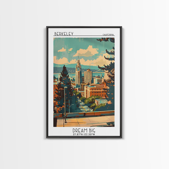 Berkeley California Travel Poster, Canvas Print, Travel Wall Art, City Wall Art, Watercolor Cityscape, Travel Print, Wanderlust Gift